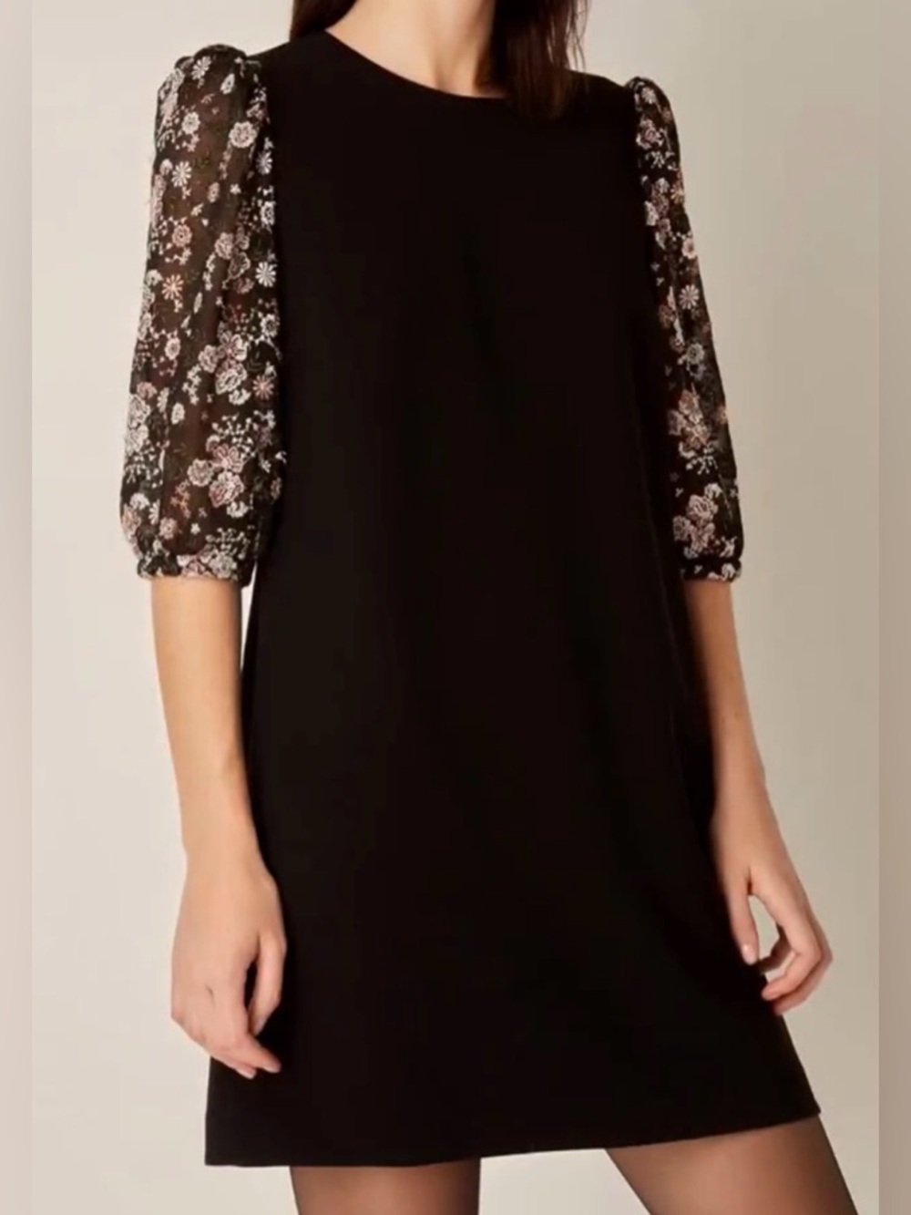Judith & Charles floral sheer sleeve sheath mini Dress tunic party embroidered 4